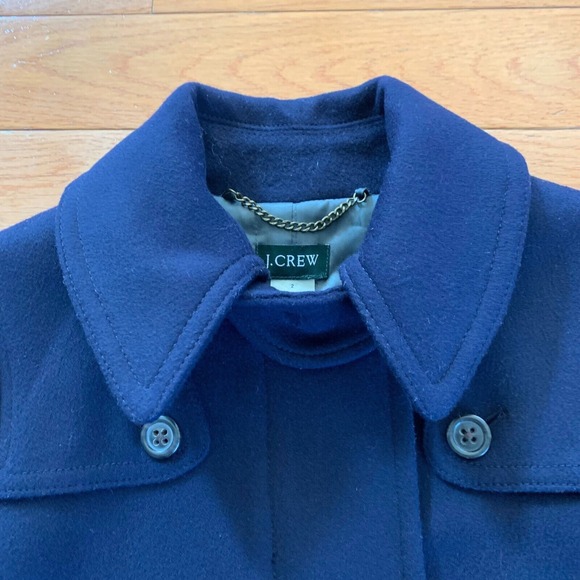 J. CREW Navy Soft Felted Peacoat Jacket Coat Womens Size 2 100% Wool‎ Thinsulate - Picture 7 of 9